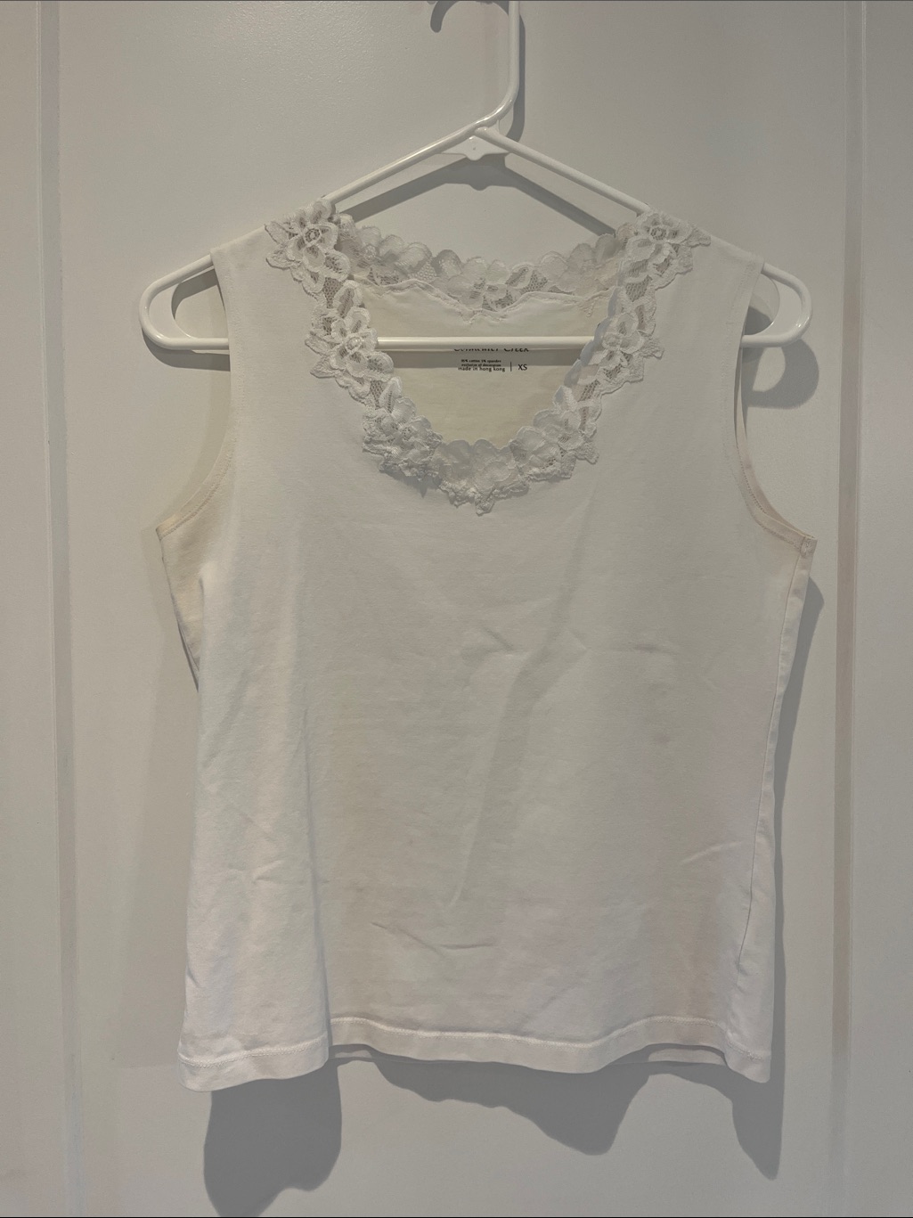Coldwater Creek White Lace-Trim Sleeveless Camisole